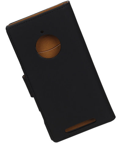 Nokia Lumia 830 Effen Booktype Wallet Hoesje Zwart