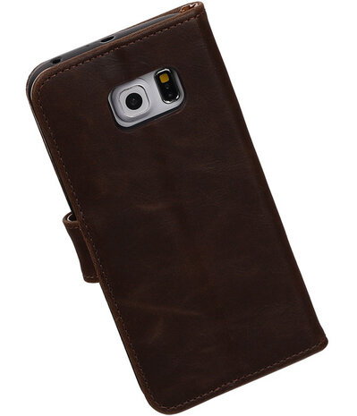 Mocca Pull-Up PU Hoesje Samsung Galaxy S6 Edge Booktype Wallet Cover