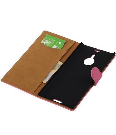 Roze Effen Booktype Nokia Lumia 1520 Wallet Cover Hoesje