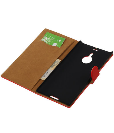 Rood Effen Booktype Nokia Lumia 1520 Wallet Cover Hoesje