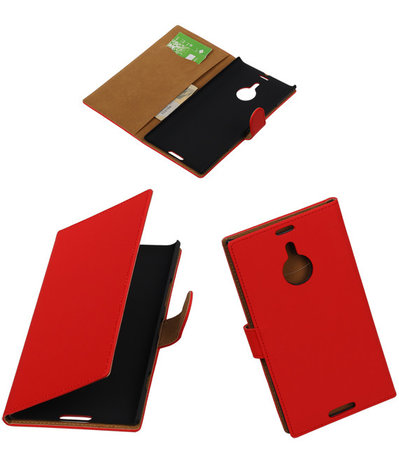 Rood Effen Booktype Nokia Lumia 1520 Wallet Cover Hoesje