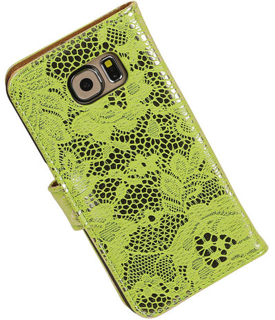Groen Lace Booktype Samsung Galaxy S6 Wallet Cover Hoesje