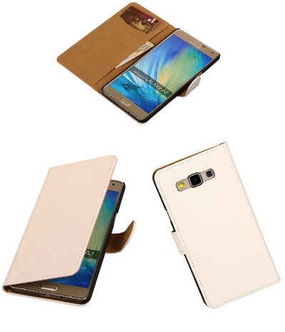 Wit Effen Booktype Samsung Galaxy A7 Wallet Cover Hoesje