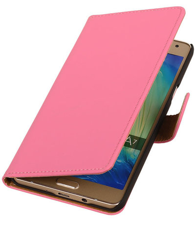 Roze Effen Booktype Samsung Galaxy A7 Wallet Cover Hoesje