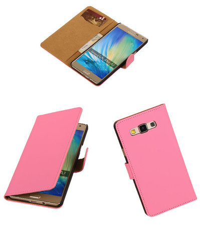 Roze Effen Booktype Samsung Galaxy A7 Wallet Cover Hoesje