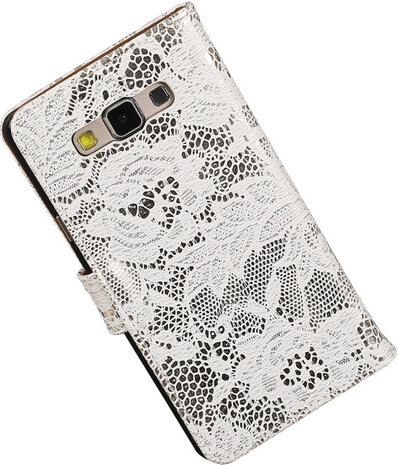 Wit Lace Booktype Samsung Galaxy A7 Wallet Cover Hoesje