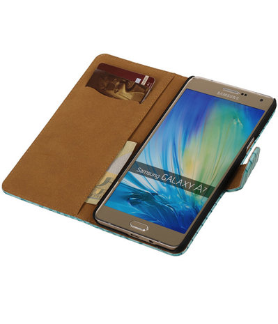 Turquoise Slang Booktype Samsung Galaxy A7 Wallet Cover Hoesje