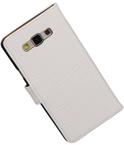 Wit Krokodil Booktype Samsung Galaxy A7 Wallet Cover Hoesje