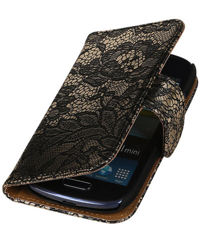 Lace Zwart Samsung Galaxy S3 Mini VE Book/Wallet Case/Cover