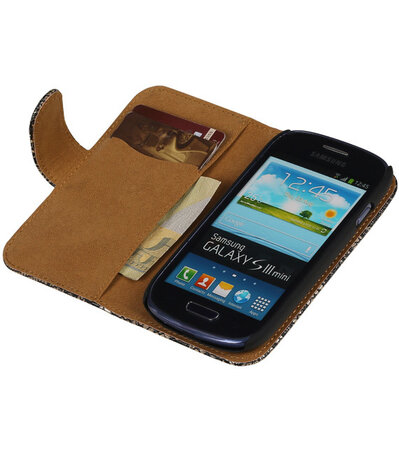 Lace Zwart Samsung Galaxy S3 Mini VE Book/Wallet Case/Cover