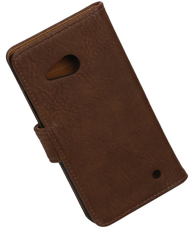 Bruin Hout Booktype Microsoft Lumia 550 Wallet Cover Hoesje