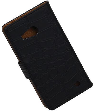 Zwart Krokodil Booktype Microsoft Lumia 550 Wallet Cover Hoesje
