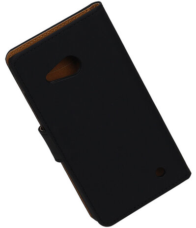 Zwart Effen Booktype Microsoft Lumia 550 Wallet Cover Hoesje