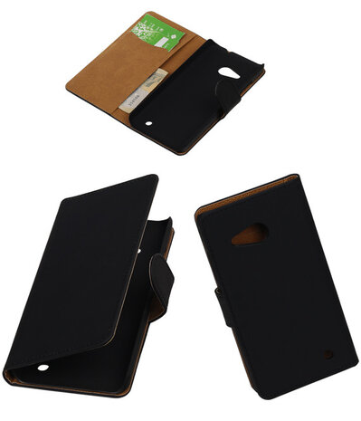 Zwart Effen Booktype Microsoft Lumia 550 Wallet Cover Hoesje