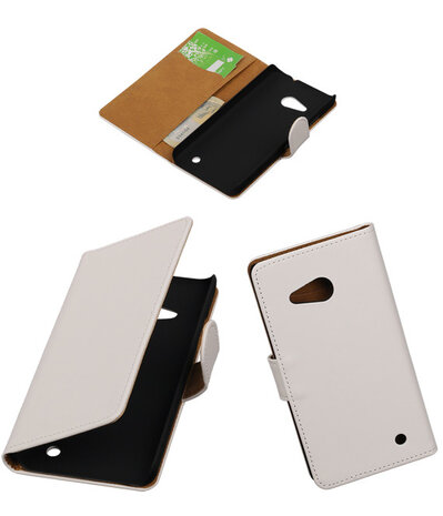 Wit Effen Booktype Microsoft Lumia 550 Wallet Cover Hoesje