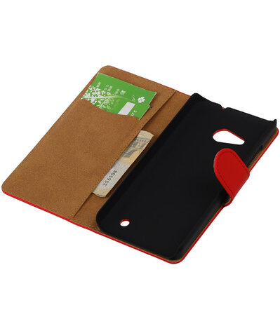 Rood Effen Booktype Microsoft Lumia 550 Wallet Cover Hoesje