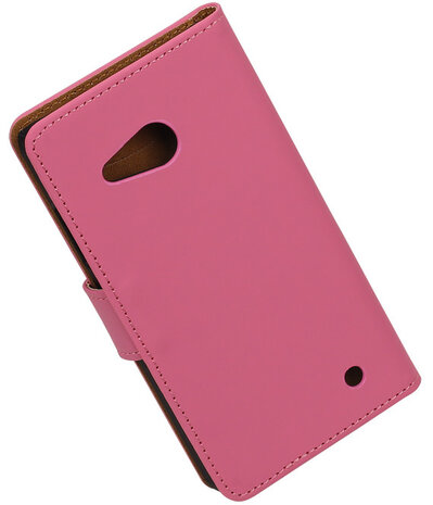Roze Effen Booktype Microsoft Lumia 550 Wallet Cover Hoesje