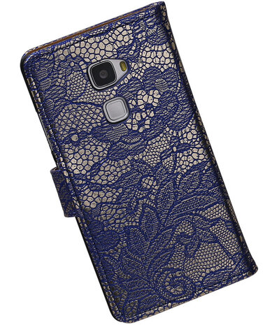Blauw Lace Booktype Huawei Mate S Wallet Cover Hoesje