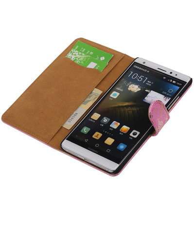 Roze Lace Booktype Huawei Mate S Wallet Cover Hoesje