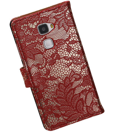 Rood Lace Booktype Huawei Mate S Wallet Cover Hoesje