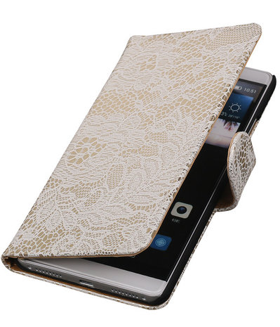 Wit Lace Booktype Huawei Mate S Wallet Cover Hoesje