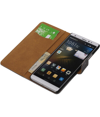 Grijs Mini Slang Booktype Huawei Mate S Wallet Cover Hoesje
