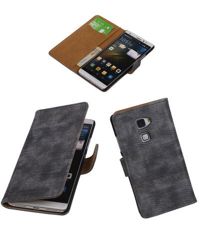 Grijs Mini Slang Booktype Huawei Mate S Wallet Cover Hoesje