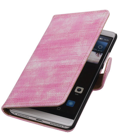 Roze Mini Slang Booktype Huawei Mate S Wallet Cover Hoesje