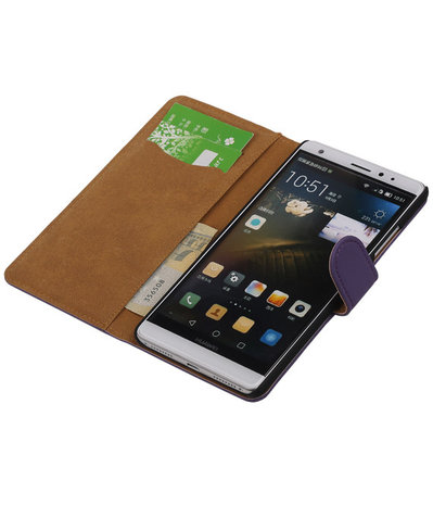 Paars Effen Booktype Huawei Mate S Wallet Cover Hoesje