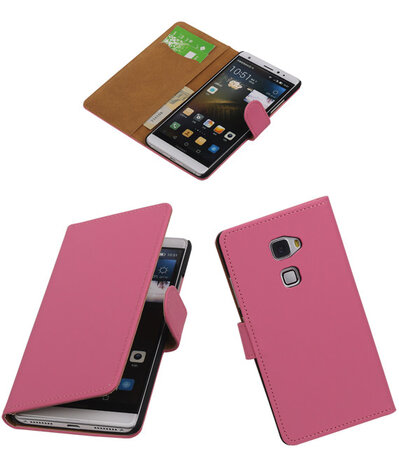 Roze Effen Booktype Huawei Mate S Wallet Cover Hoesje