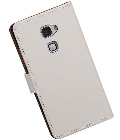 Wit Effen Booktype Huawei Mate S Wallet Cover Hoesje