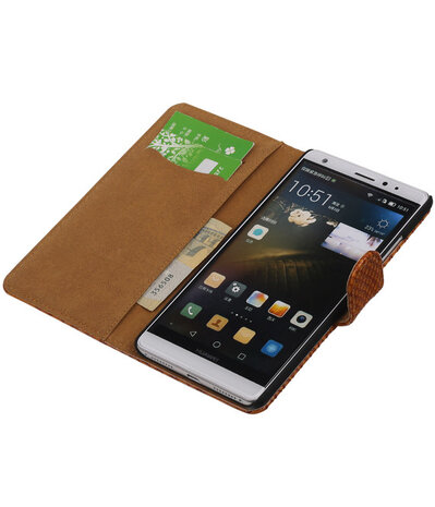Bruin Slang Booktype Huawei Mate S Wallet Cover Hoesje