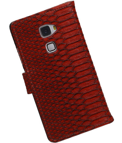 Rood Slang Booktype Huawei Mate S Wallet Cover Hoesje