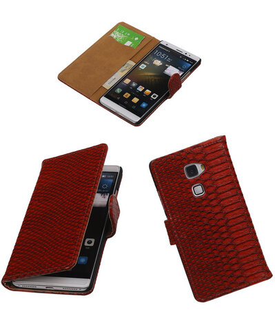 Rood Slang Booktype Huawei Mate S Wallet Cover Hoesje