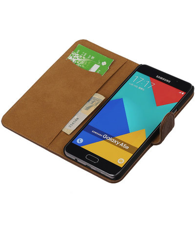 Bruin Bark Hout Booktype Samsung Galaxy A7 2016 Wallet Cover Hoesje