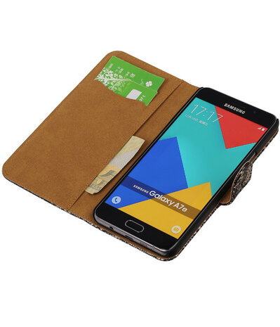 Zwart Lace Booktype Samsung Galaxy A7 2016 Wallet Cover Hoesje