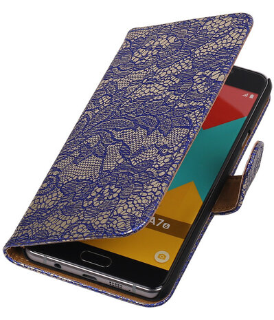 Blauw Lace Booktype Samsung Galaxy A7 2016 Wallet Cover Hoesje