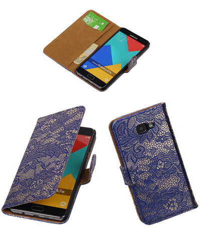 Blauw Lace Booktype Samsung Galaxy A7 2016 Wallet Cover Hoesje