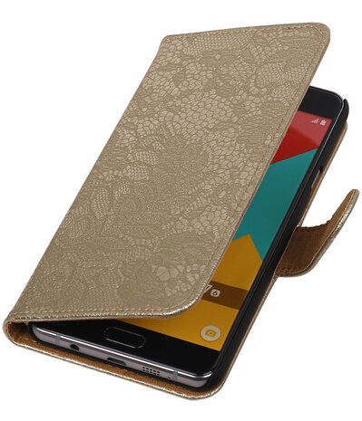 Goud Lace Booktype Samsung Galaxy A7 2016 Wallet Cover Hoesje