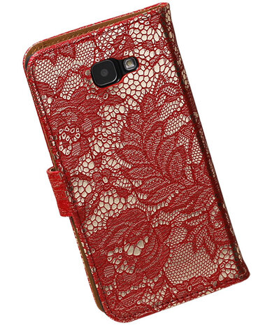 Rood Lace Booktype Samsung Galaxy A7 2016 Wallet Cover Hoesje