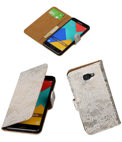 Wit Lace Booktype Samsung Galaxy A7 2016 Wallet Cover Hoesje