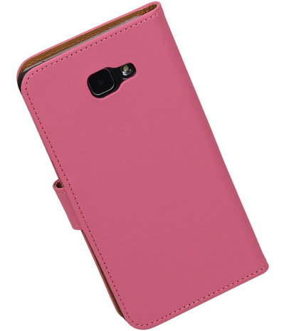 Roze Effen Booktype Samsung Galaxy A7 2016 Wallet Cover Hoesje