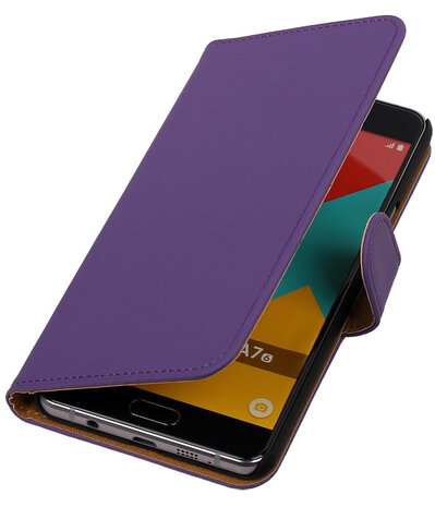 Paars Effen Booktype Samsung Galaxy A7 2016 Wallet Cover Hoesje