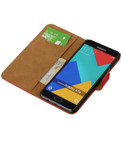 Rood Effen Booktype Samsung Galaxy A7 2016 Wallet Cover Hoesje