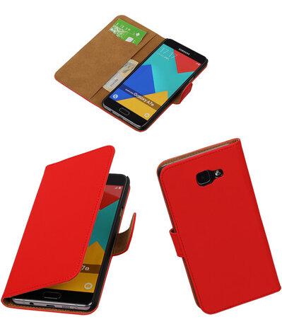 Rood Effen Booktype Samsung Galaxy A7 2016 Wallet Cover Hoesje