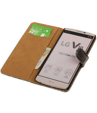 LG V10 - Lace Zwart Booktype Wallet Hoesje