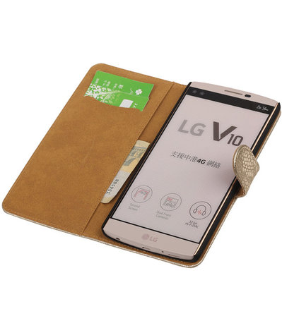 LG V10 - Lace Goud Booktype Wallet Hoesje