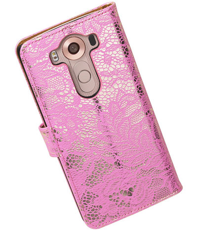 LG V10 - Lace Roze Booktype Wallet Hoesje