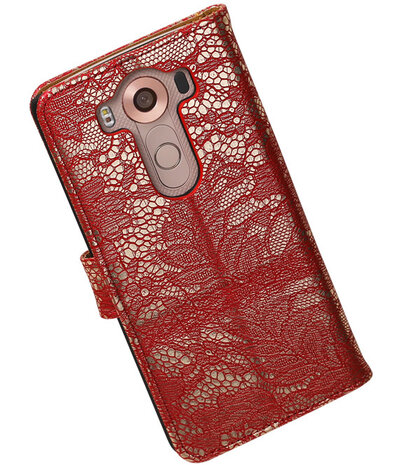 LG V10 - Lace Rood Booktype Wallet Hoesje