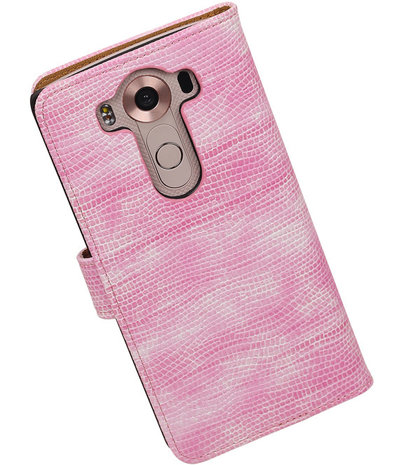 LG V10 - Mini Slang Roze Booktype Wallet Hoesje